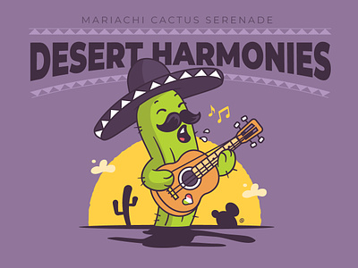 Mariachi Cactus Serenade cactus cartoon character funny illustration mariachi mexican mexico music musician serenade tshirt vector
