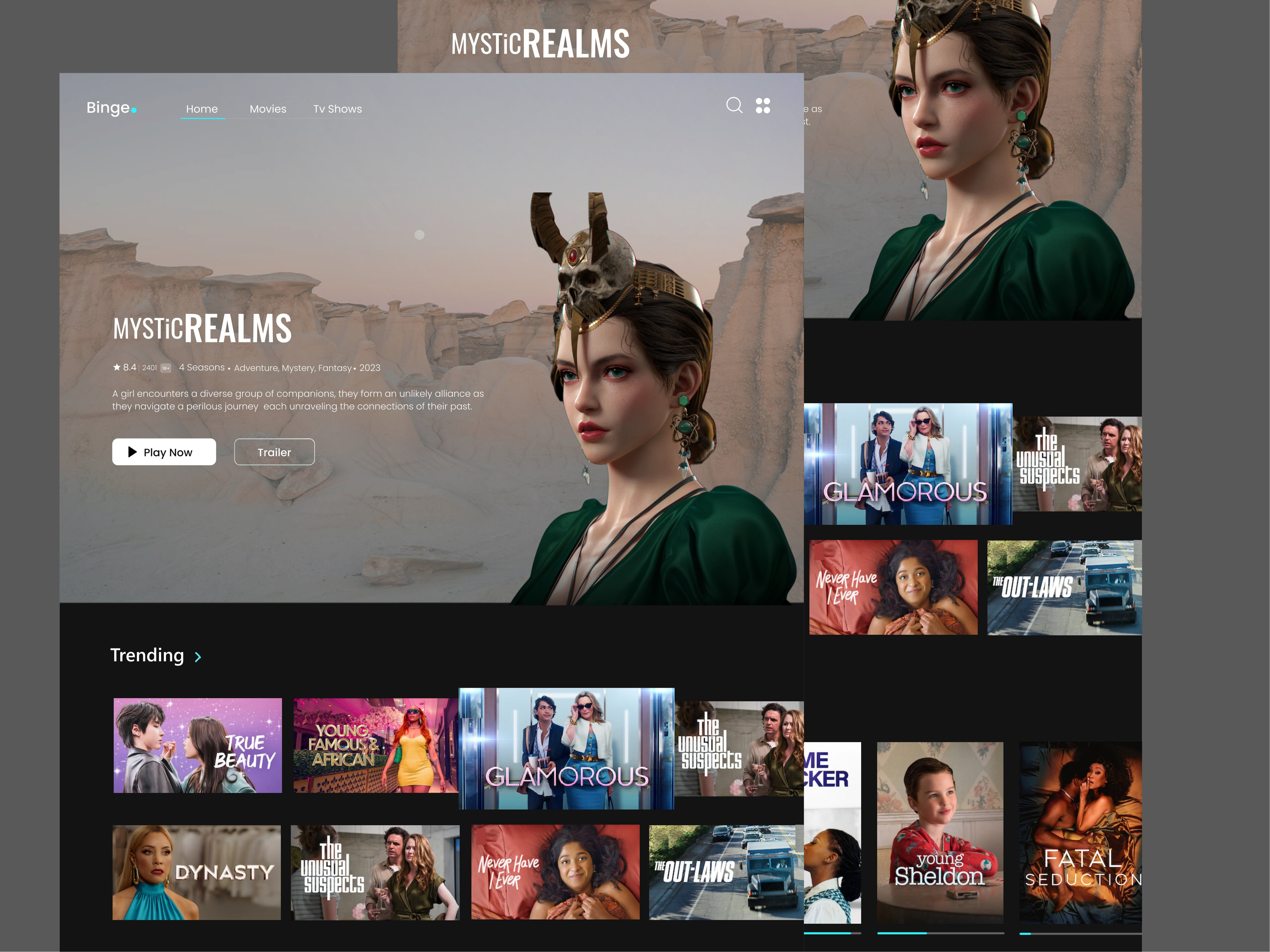 Binge movie streaming website ui by Bidokenou Sena on Dribbble