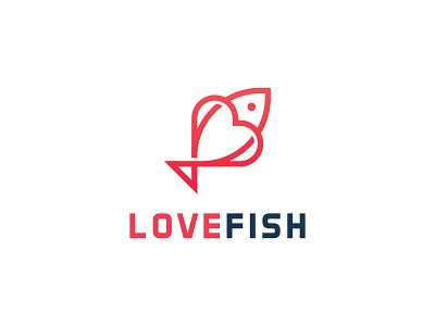 Love Fish Logo animal logo app branding fish logo heart icon logo love marine ocean restaurant vector