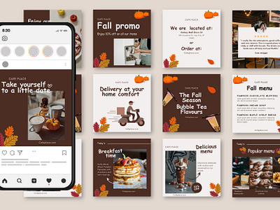 Fall restaurant / cafe instagram post template brand branding cafe instagram post restaurant templates