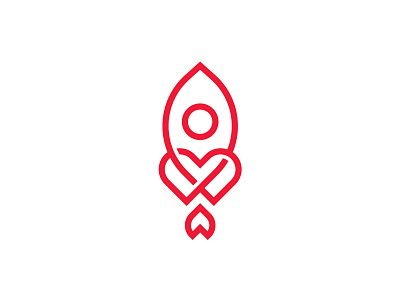 Love Rocket Logo app branding developer heart icon logo love rocket logo space vector