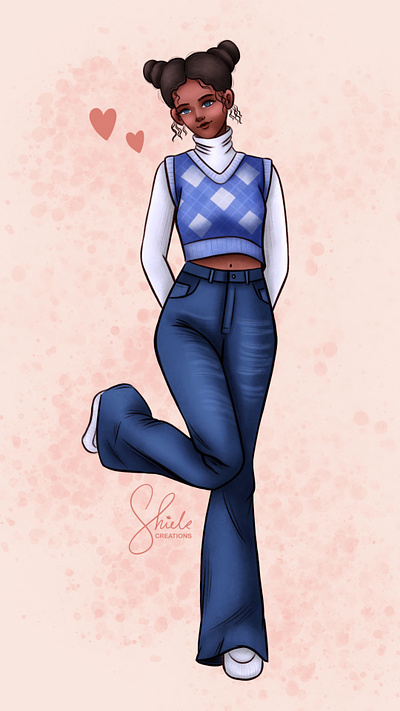 Lady in Jeans - Character Illustration & Lineart character design character illustration design detailed drawing digital art digital illustration fashion girl female character female drawing illustration ipad art lady in jeans lineart procreate drawing