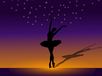 silhouette of a ballerina on stage branding design graphic design illustration logo vector