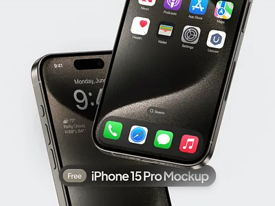 iPhone 15 Pro Free Mockup 3d apple clean design device mockup free free mockup freebie iphone iphone 15 iphone mockup minimal mockup ui uiscore