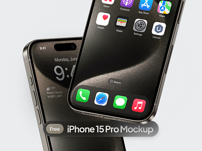 iPhone 15 Pro Free Mockup 3d apple clean design device mockup free free mockup freebie iphone iphone 15 iphone mockup minimal mockup ui uiscore