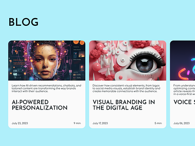 Blog design articles blog blue branding bright colors daily design figma interface ui user experience user interface webdesign