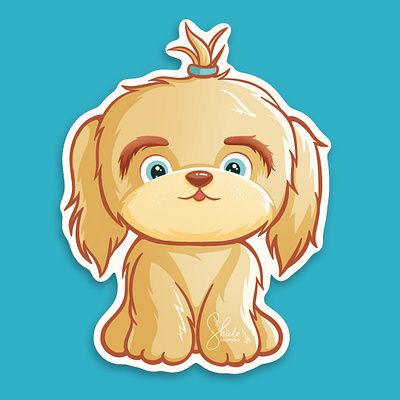 Lovely Puppy - Sticker Drawing character design character illustration cute dog cute puppy design digital art digital illustration dog sticker illustration ipad art pet dog procreate drawing