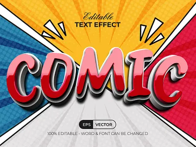 Comic Text Effect Red Shiny Style 3d background comic design editable effect font illustration lettering modern style superhero text type typeface typography