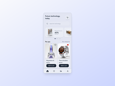 Future technology shop add to cart app design card midjourney product design tech technology ui ux