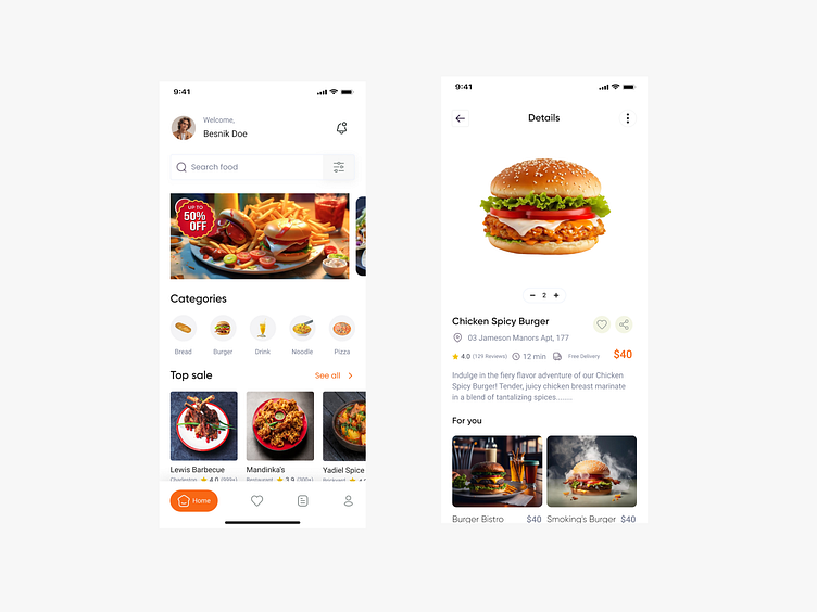 Food Fusion-Food Delivery Mobile App Design by Kobir Hossen on Dribbble