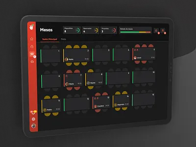Restaurant POS System - Tables app bar dark design food mobile order payment restaurant status table tablet ui ux wine