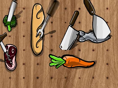 Kitchen Battle! battle battleship cutting board game graphic design ingredients kitchen mise en place motion graphics