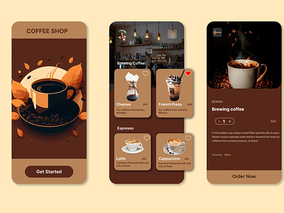 Coffee shop app UI design by akshal autotype branding coffee coffeeshop design dribble graphic design illustration logo photos photoshop shop shopui ui