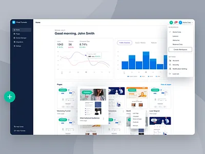 Float Funnel | Funnel & Landing Page Builder ab testing analytics appdev clean dashboard digital strategy funnel analytics funnel builder funnel metrics landing page builder lead magnet marketing funnel minimal saas product sales funnel ui ui design ux ux design web app