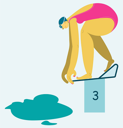 Swimming character illustration
