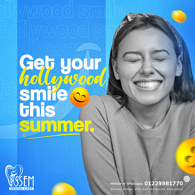 Catchy smily design for Hollywood smile by Marklinica. branding catchy ads catchy design catchy smile creatice design creative creative dentisit design dental catchy design dental graphic design happy girl happy graphic design happy patient happy smile hollywood hollywood smile innovative designs lovely smile smile smily social media design