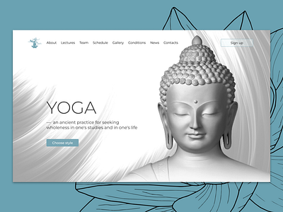 Yoga studio landing page blue design dribble figma hero homepage landing page layout main screen minimalist design navigation page design ui ux website yoga yoga studio website design yoga website inspiration