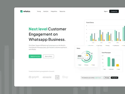 Customer App Landing Page chart clean design fireart landing minimal page ui ux web