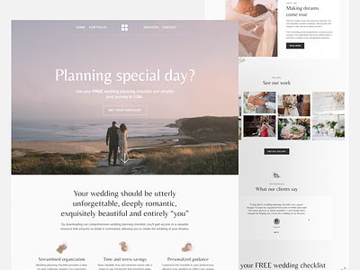 Landing Page UI Design: Wedding / Sophisticated & Elegant checklist design elegant landing page sophisticated ui user interface webdesign website wedding