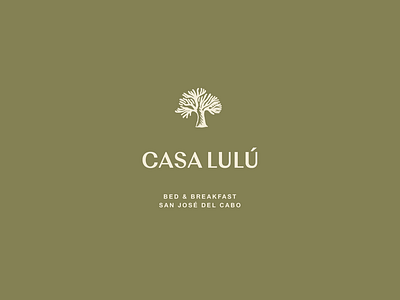 Logo for Casa Lulú art direction brand branding graphic design green hotel identity illustration logo logotype minimal modern neutral colors simple simple shapes tipography vector