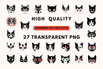 Creaming cat face style branding cat creaming design editable face graphic design illustration logo minimal modern simple style