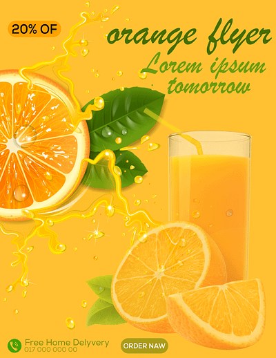 Orange juice flyer template 3d animation crad desgin graphic design motion graphics orange juice flyer template ui ux