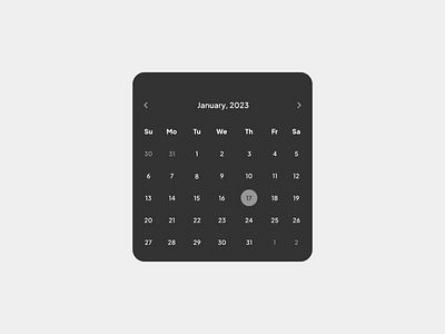 Simple Calendar calendar dailyui dark date grey minimalistic