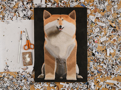 Randy 6, studio dog dogs dribbble illustration paper portrait scissors studio