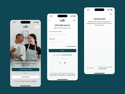 LetMe — Staffing platform android app app design design ios job job app job platform mobile mobile app mobile ui shift staffing staffing app staffing platform ui ui design ux ux design work