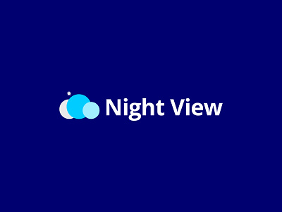 Night View cloud logo logo design memorable minimal modern moon night sky blue logo star symbol timeless view