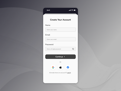 Sign Up Page app appdesign dailyui onboarding screen signup signuppaage ui userinterface