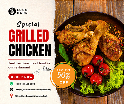 FOOD POSTER chiken facebook ads food graphic design grill instagram ads restaurant social media ads