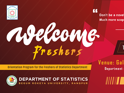 Freshers Welcome Banner 1st day academic banner brand identity branding campus campus life company design education freshers graphic design illustration logo students university varsity varsity life vector welcome