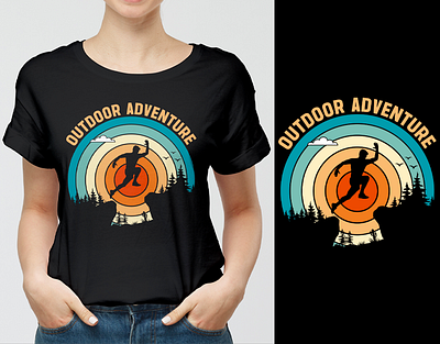 OUTDOOR ADVENTURE T-SHIRT DESIGN adventure advertising apparel branding clothing design explore fashion graphic design hiking illustration landscape logo mountain mountains retro summer sunset travel vector