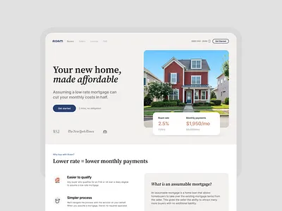 Roam homepage hero V2 boxes brand branding home house layout real estate web