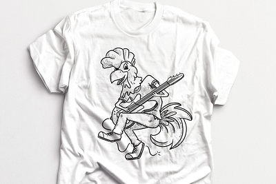 Rock-a-doodle-doo chicken design fried chicken guitar illustration music playing music tshirt
