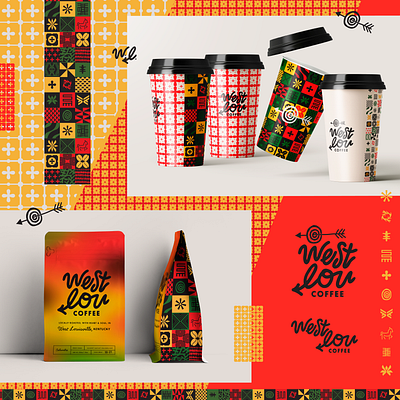 West Lou Coffee Branding branding coffee design graphic design handdrawn illustration logo packaging pattern typography wordmark