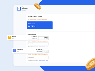 Crypto inheritance platform bitcoin crypto ethereum fintech ui ux
