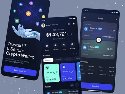 Crypto Wallet App Ui app app design banking binance crypto wallet cryptocurrency defi digital banking exploration fintech minimal design mobile app mobile app design mobile banking ui ui ux design user interface ux wallet wallet app