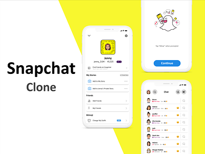 Snapchat Clone UI Design adobe xd cloneapp figma snapchat snapchat clone snapchat ui snapchat ui kit ui ui design ui kit uiux ux wireframe