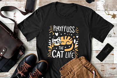 Playffuss the cat life t-shirt design background