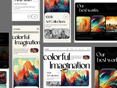 Art Collection landing page- Responsive version ✦ ai art artist classic footer gallery header home page hover landing page layout mobile version modern responsive shape slider tablet version vintage web design webdesign