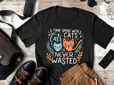 cat t-shirt design black