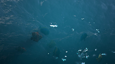 Underwater 3d animation blender motion graphics rendering