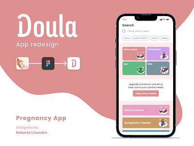 Doula: Redefining Pregnancy Through UX/UI app prototyping assistive technology branding figma healthcare technology maternal health mobile design pregnancy app pregnancy support uiux redesign user experience user experience design user interface user research uxui design womens health