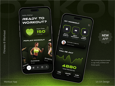 Fitness & Workout App app app design application fitness fitness app fitness app design health mobile mobile app mobile app design mobile design modern app sport tracker training workout workout app yoga app