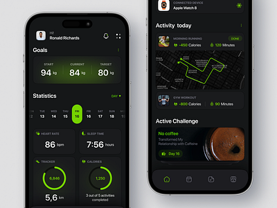 Fitness App app app design apple app application dark mode design fitness app ios app design minimalism mobile design ui uiux ux