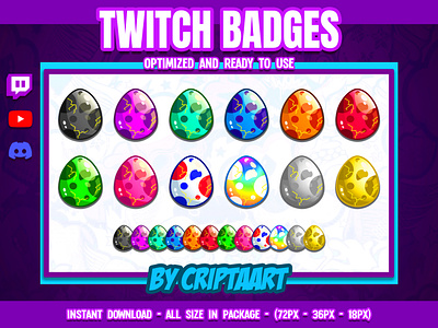 Dragon eggs Twitch Sub Badges Bit Badges Dinosaur animals bit badges dinosaur dragon eggs emote fantastic gameplays medieval role play streamer sub badges suscribers twitch video games