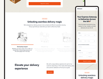Delivery Website landing page product design ui ux website