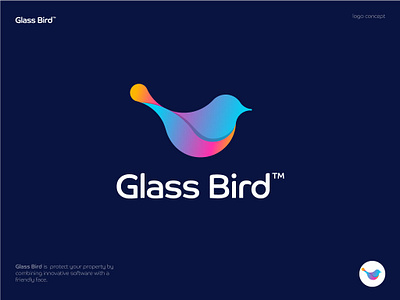 Modern Bird Logo app bird branding cute friendly face glass identity logo mark modern parents pictorial property software symbol technology